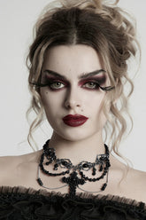 Black Irregular Beaded Cross Women's Punk Necklace